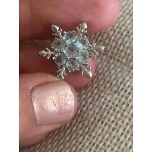 Lot a612 925 sterling silver pendant 3/4 inch long snowflake blue cute